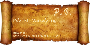 Pákh Varsány névjegykártya